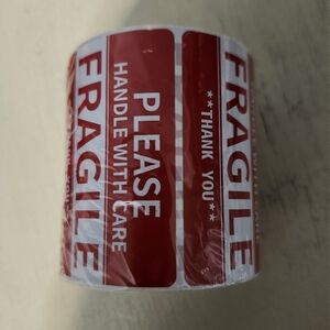 Fragile Stickers 3x2 Inch - 500 Count